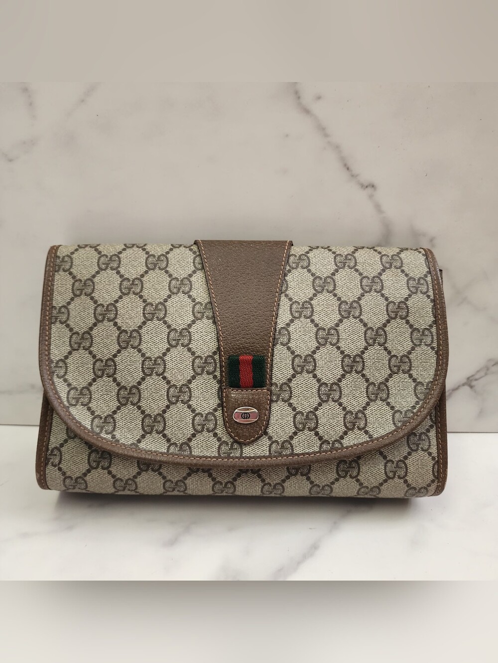Authentic Vintage Sherry Line Gucci Supreme Flap Clutch